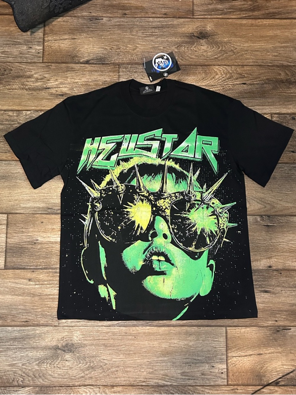 🔴 New With Tags 🏷️ HellStar “The Future” Graphic Tee Size L Neon Green on Black